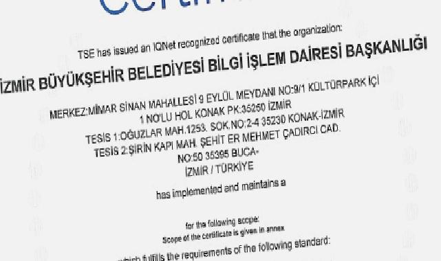 İzmir Büyükşehir Belediyesi ISO 27701 standardına sahip ilk “Büyükşehir” oldu