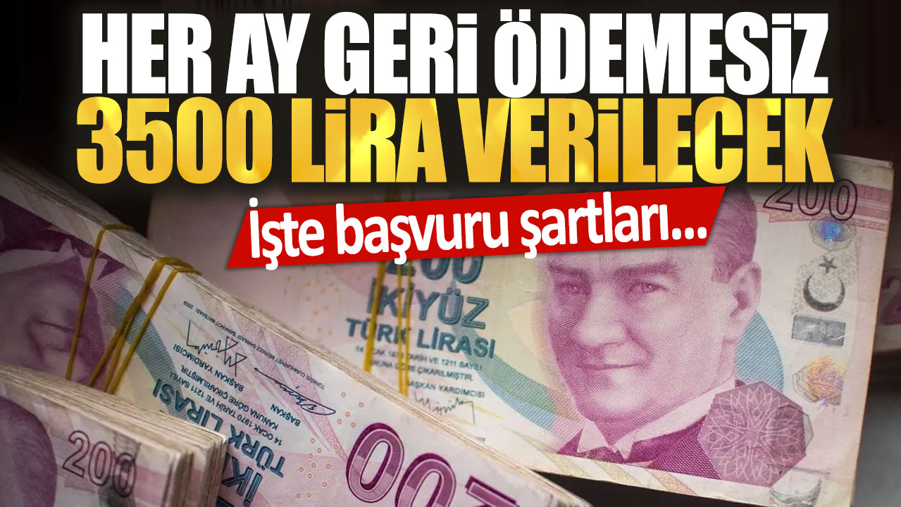 Her ay geri ödemesiz 3500 lira verilmesi için başvuru şartları açıklandı!