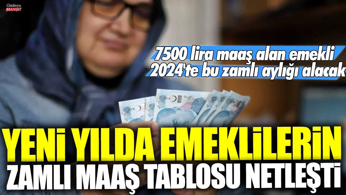 Yeni yılda emeklilerin zamlı maaş tablosu sonunda belirlendi! 7500 lira maaş alan emekli 2024’te bu zamlı aylığı alacak.