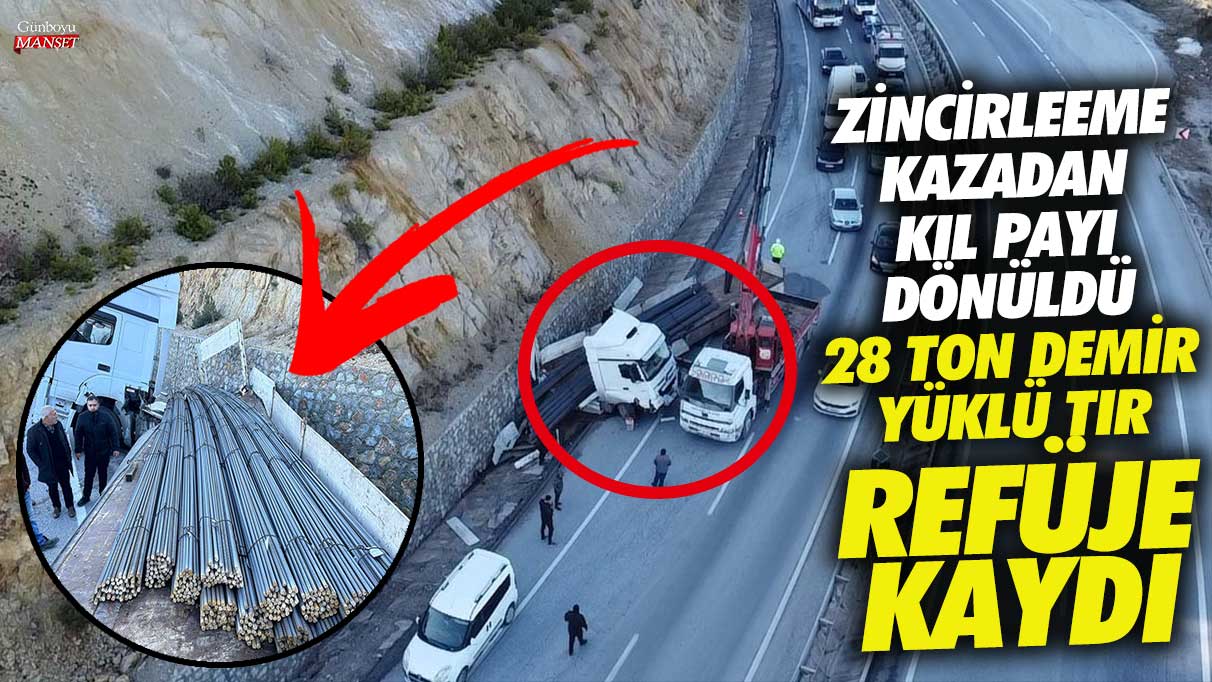 Ayfonkarahisar’da Zincirleme Kaza Sonrası 28 Ton Demir Yüklü Tır Refüje Kaydı!