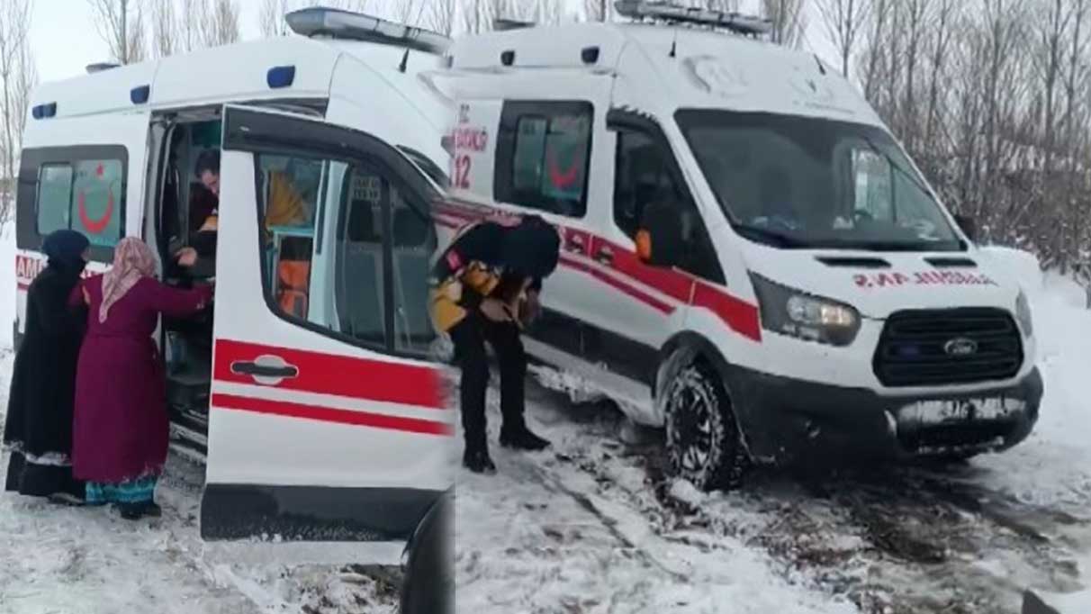 Kar engeline takılan hamile kadın Muradiye’de kurtarıldı