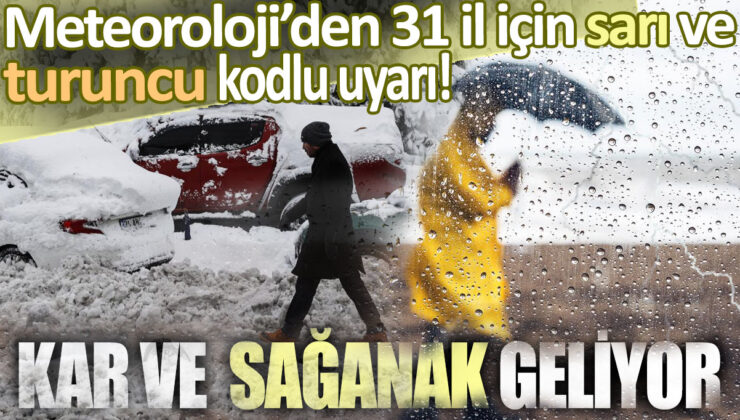 Meteoroloji’den 31 il için kar ve sağanak uyarısı: Sarı ve turuncu kod alarmı verildi…