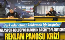 Tuzlaspor-Boluspor maçının basın toplantısında reklam panosu krizi yaşandı, hemen kaldırılmak için harekete geçildi!