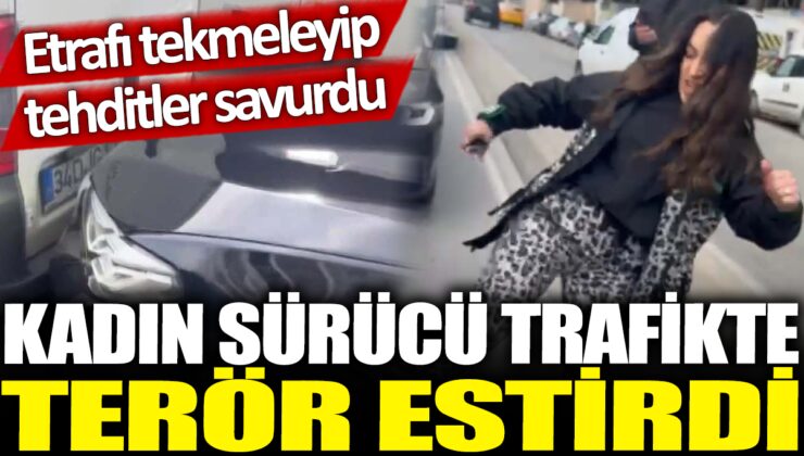 Kadın sürücü trafikte şiddet gösterdi: Diğer sürücülere tehditler yağdırdı ve saldırdı!