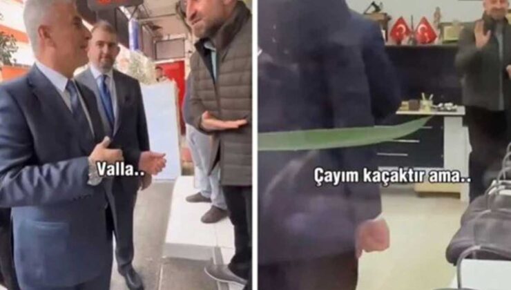 Ticaret Bakanı, esnaf ziyaretinde kaçak çayla karşılandı!