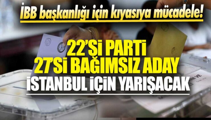 İstanbul’da İBB başkanlığı için şiddetli rekabet: Parti adaylarından 222, bağımsız adaylardan 27 isim yarışacak.