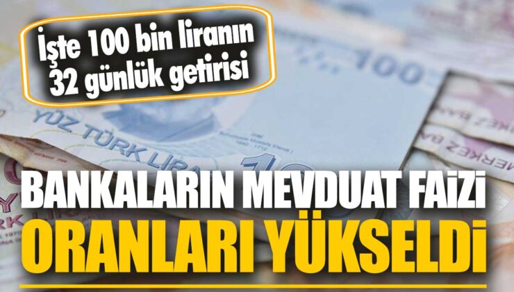 Bankaların Mevduat Faizleri Yükseldi: İşte 100 Bin Liranın 32 Günlük Getirisi!